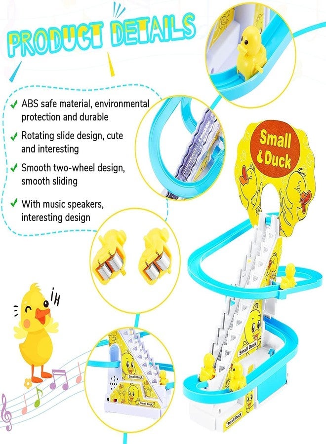 REMICH Small Duck Climbing Stairs Toy - Chasing Cartoon Race Track Game Set -Playful Roller Coaster with 3 Duck LED Light & Music Button -Fun Duck Stair Climbing Escalator Toy - Kids Toys Accessories - Image 3